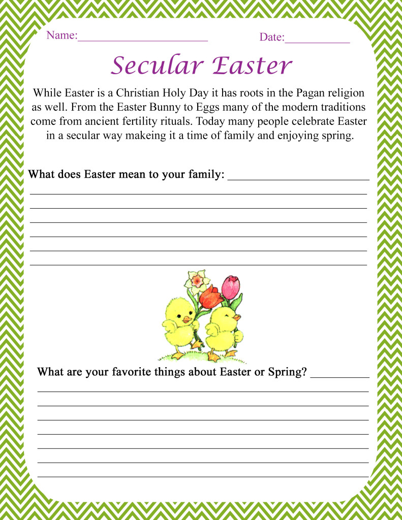 Secular Easter Printable Worksheet Homeschool