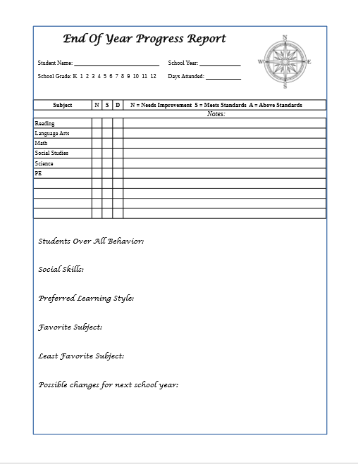 Free Printable Homeschool End Of Year Form A Little Crunchy